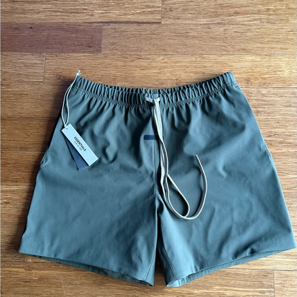 Fear of God Essentials Green Athletic Shorts Lightweight Design